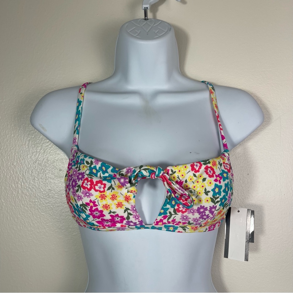 Flower Print Cutout Front Bikini Top
